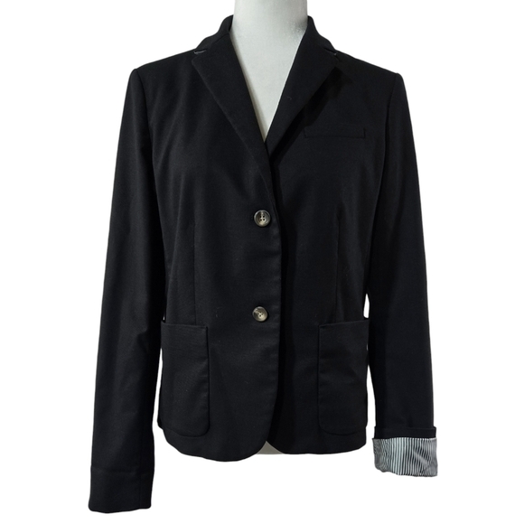 Gap Academy Black 2 Button Blazer Pockets Contrast Cuffs Career Preppy - Picture 1 of 9